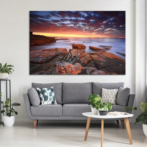 Sunset at Sea Canvas Art Sea Photo Sea Wave Wall Art Bedroom Decor Extra Large Wall Art Bedroom Wall Art Seashore Print Art Seashore Canvas