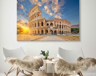 Arte de parede do Coliseu - Decoração de parede deslumbrante do Anfiteatro Flaviano inspirada em Roma, Itália