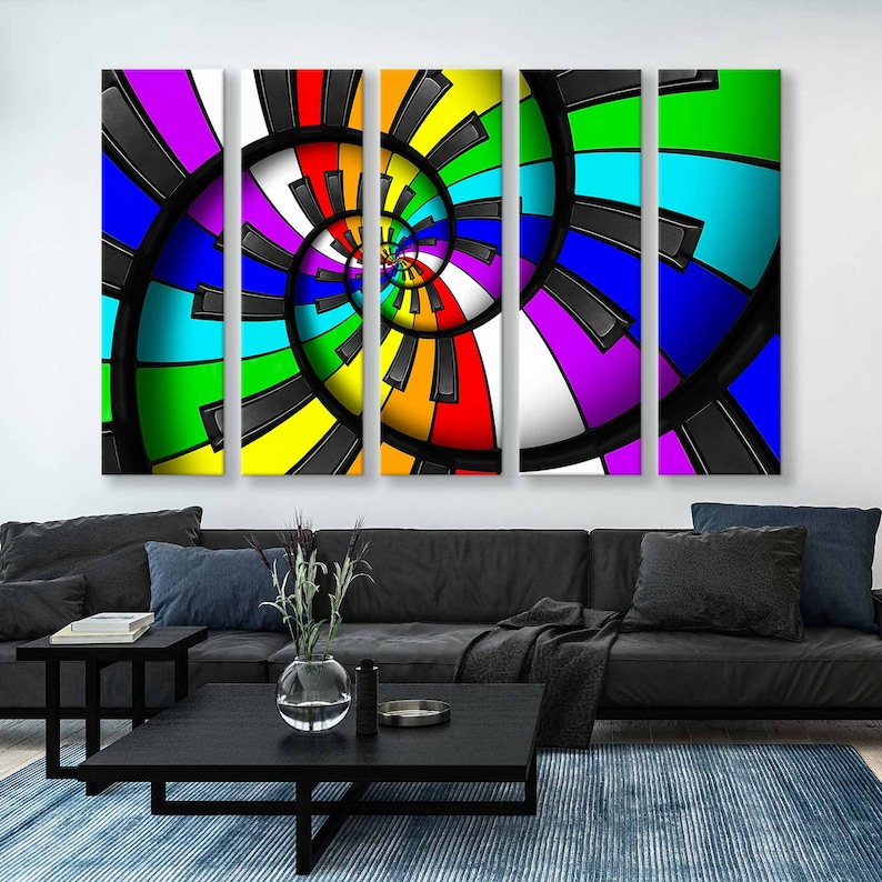 Harmony Inmotion Design Harmony in Motion - Abstract Canvas Print With Spiral Twisted Multi ...