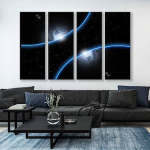 4-Panel Universe Canvas Print - Space-Themed Home Decor - Perfect for Game Room