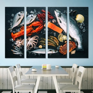 Exquisite Kitchen Wall Art - Fresh Seafood Canvas Print