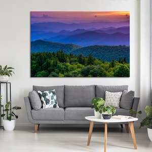 Sunset from Cowee Wall Decoration Hills Wall Decor Hills Modern Canvas Art Hills Panel Canvas Wall Decor Hills Print Art Canvas Set for Wall