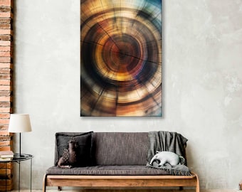 Scandinavian Tree Ring Abstract Art, Wooden Canvas Print,  Abstract Wall Art, Wood Slice Wall Decor, Ready to Hang Fine Arts