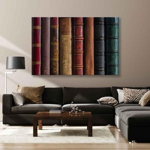 Old Books with Leather Loins Canvas Print - Classic Books Wall Art - Vintage Books Wall Decor