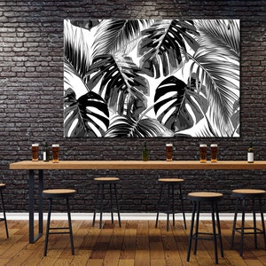 Black and White Tropical Palm Leaves Wall Art Palm Leaf Wall Art Canvas ...