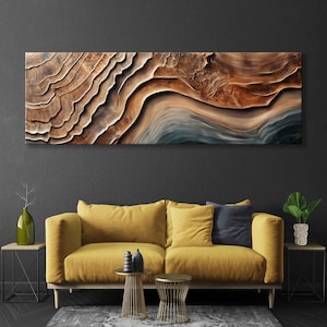 Geschwungene Holz Leinwand Druck - Natürliche Holz Textur Wanddekoration, Elegante Abstrakte Kunst für Zuhause, Erhältlich als Einzelbild oder im Set