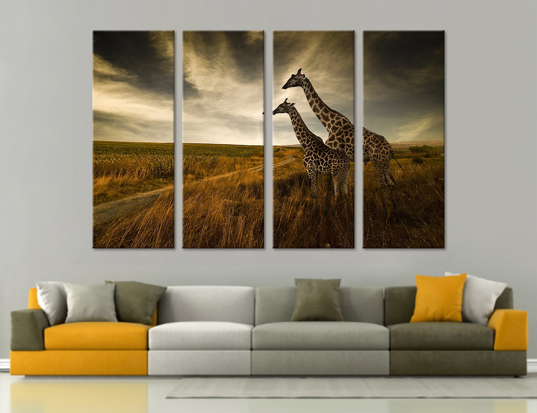 Giraffes Wall Art Giraffes Canvas Set Animals Canvas Set - Etsy