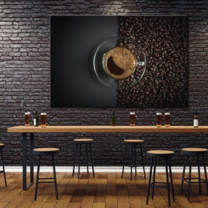 Impressão em tela de xícara de café, decoração de parede para cozinha e sala de jantar
