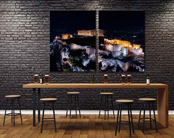 Muurkunst stad Athene muur decor Athene stad poster Griekenland canvas kunst Griekenland canvas print Griekenland muur kunst Griekenland poster kunst aan de muur