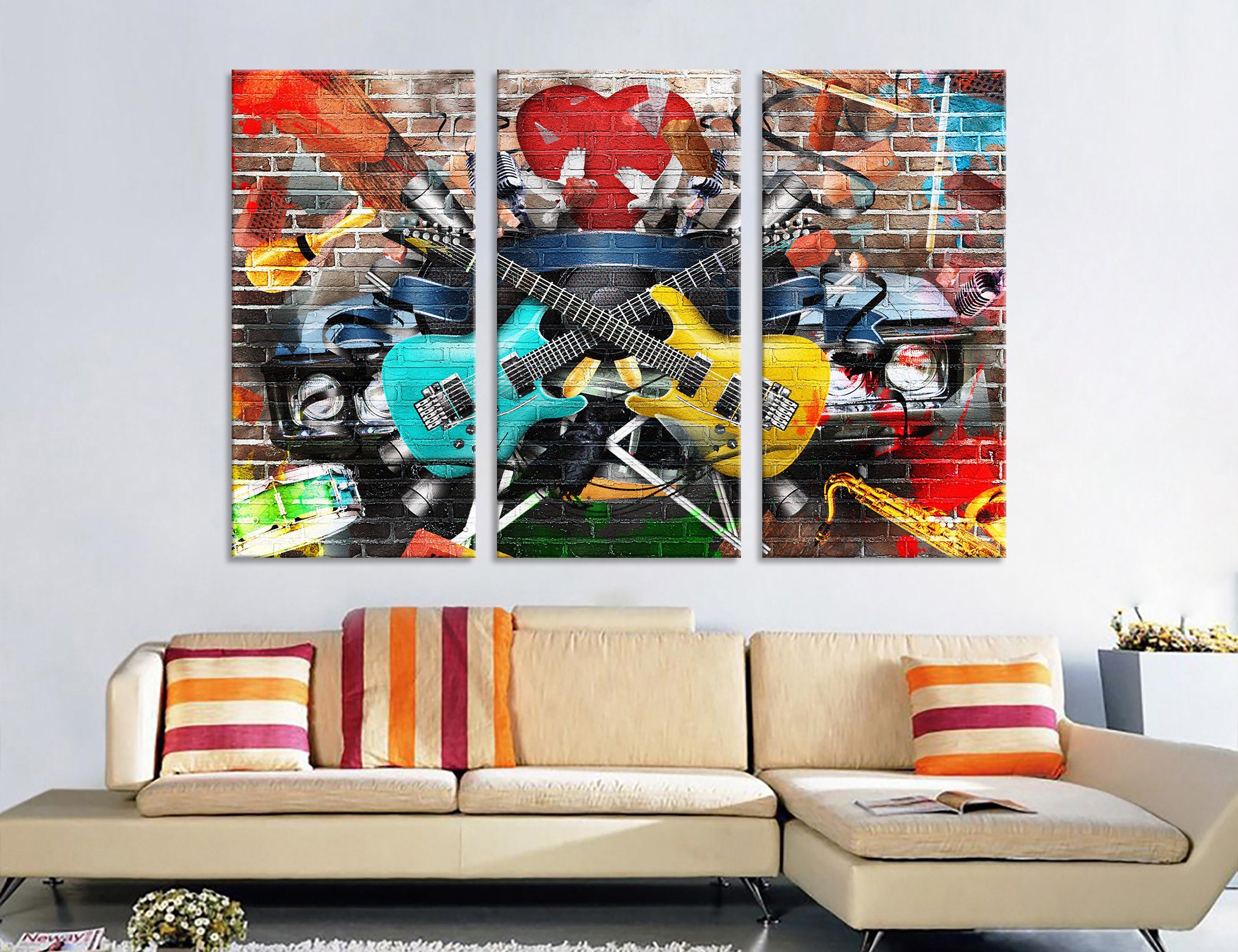 Collage of Music Wall Art Color and Bright Musical Wall Decor | Etsy