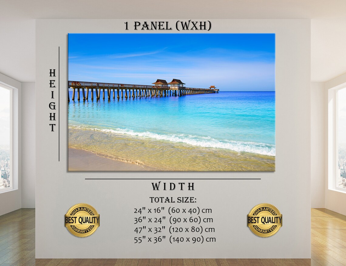Naples Pier and Beach in Florida USA Extra Large Wall Art Etsy