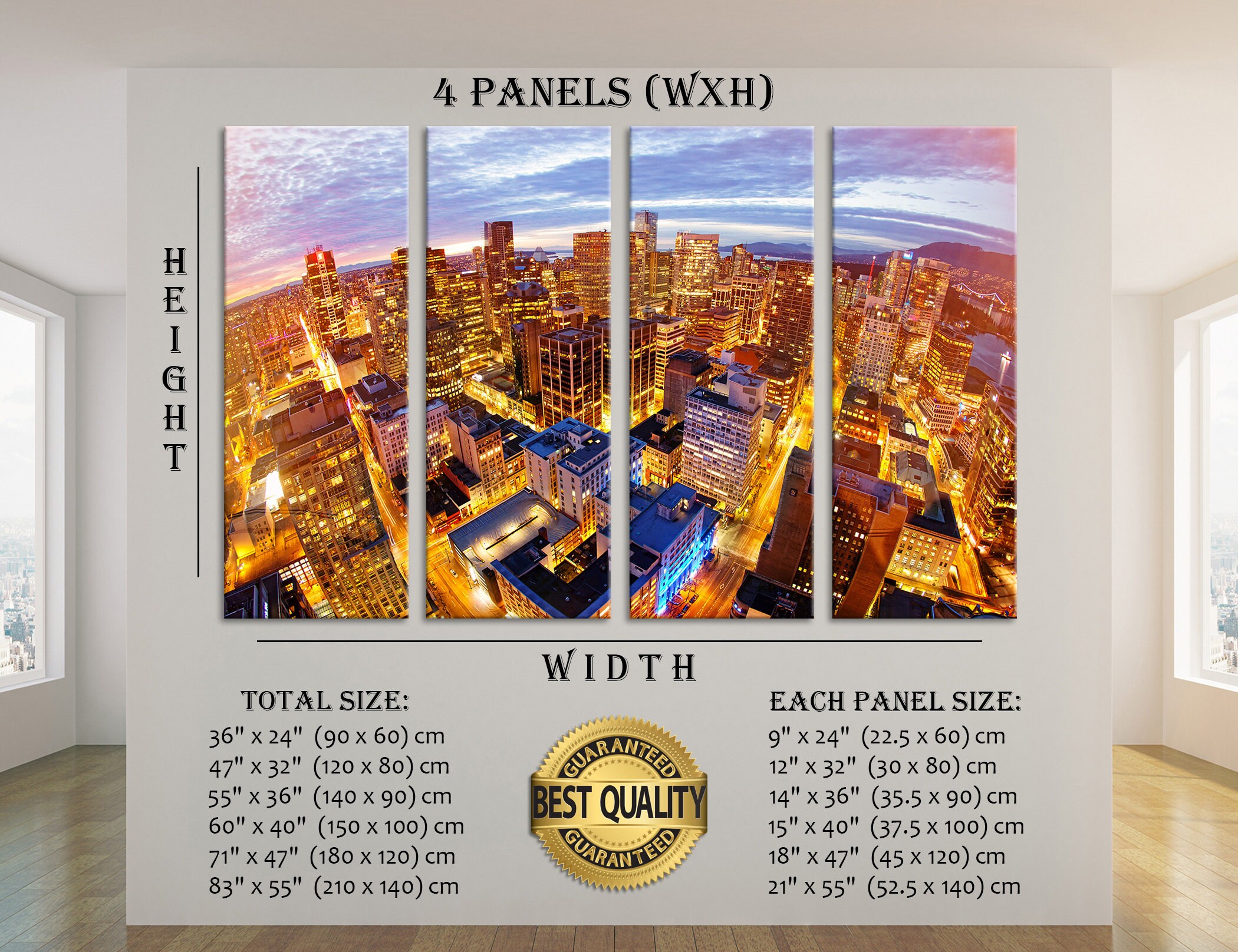 Vancouver Canvas Cityscape Wall Art Vancouver Wall Art Skyline Etsy