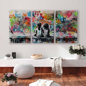 Urban Memories Leinwanddruck, Banksy Stil Leinwand Wandkunst, Street Poster Kunst, Moderne Leinwand Kunst