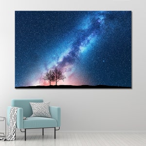 Arte de pared de la Vía Láctea, decoración de pared de la Vía Láctea, impresión de la Vía Láctea, lienzo de la Vía Láctea, foto del cielo estrellado, póster del cielo estrellado, arte de pared del cielo estrellado para el arte del hogar