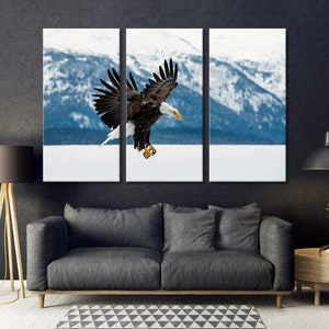 Flying Bald Eagle Wall Art Eagle Canvas Wall Art Eagle Wall Decoration Eagle Canvas Print Eagle Large Canvas Set Extra Large Wall Decor Set