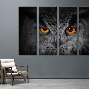 Eagle Owl Eyes Canvas Set Owl Face Canvas Print Art Animal Wall Decor Animal Wall Print Owl Print Owl Canvas Owl Art Owl Decor Owl Poster