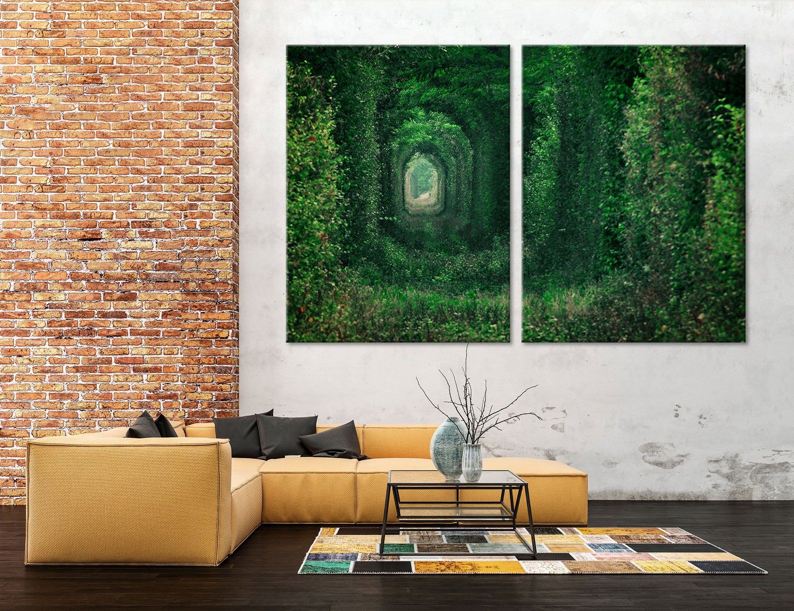 Forest Wall Art Canvas Print Dense Forest Wall Decor Set Green Etsy UK