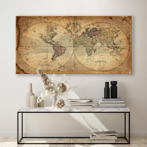 Mappa del mondo vintage su tela