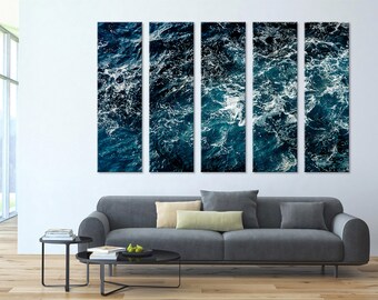 Arte de parede com ondas calmantes do mar: impressão em tela costeira com ondas calmantes do oceano