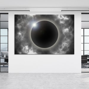 Total Solar Eclipse Canvas Print, BW Wall Decor, Large Wall Art