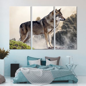 Wolf Wall Art Wolf Wall Decor Extra Large Wall Art Extra Large Wall Decor Large Canvas Art Large Canvas Decor Stretched Canvas Wall Art Set 3 Panels