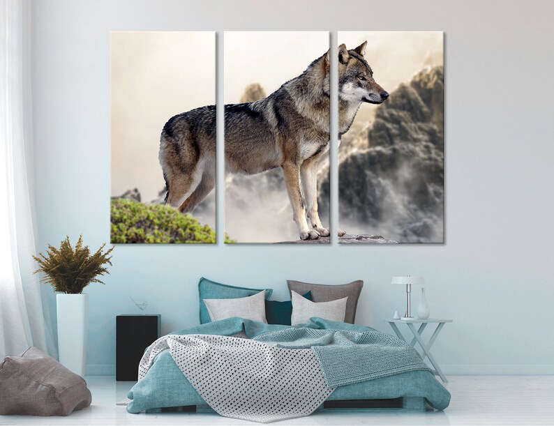 Wolf Wall Art Wolf Wall Decor Extra Large Wall Art Extra Large Wall Decor Large Canvas Art Large Canvas Decor Stretched Canvas Wall Art Set 3 Panels