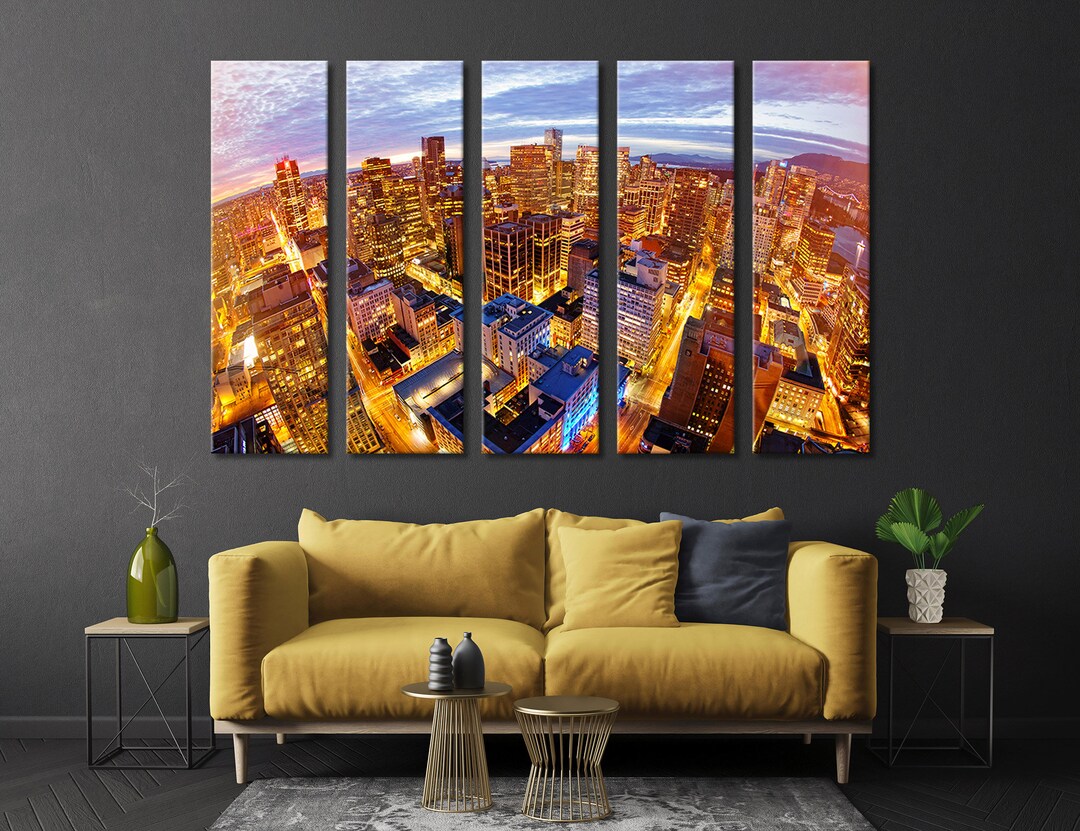 Vancouver Canvas Cityscape Wall Art Vancouver Wall Art Skyline Etsy