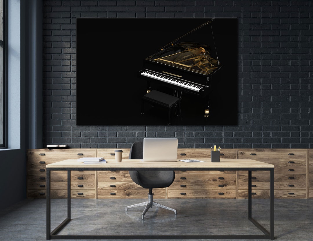 Piano Canvas Print, Music Wall Art, Black and Gold Large Decor - Etsy