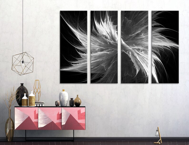 Black and White Fantasy Wall Art Abstract Canvas Abstract Etsy