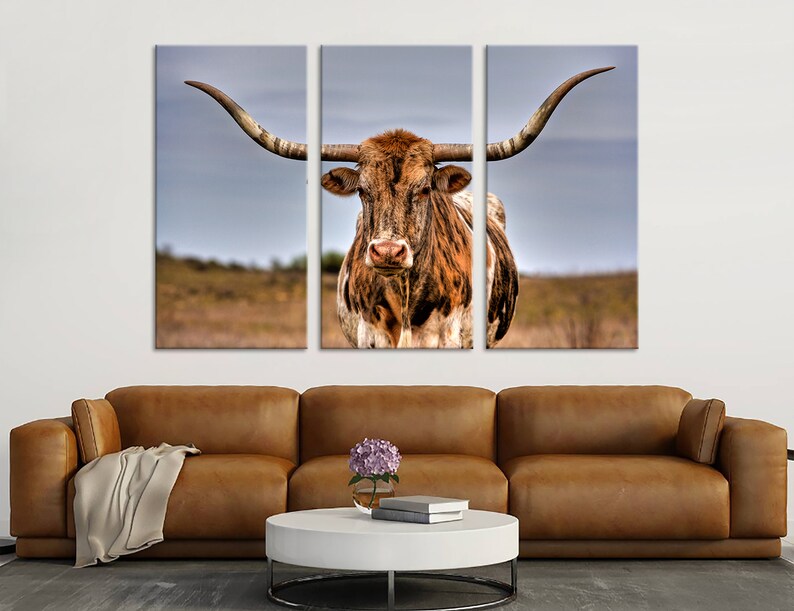 Texas Longhorn Wall Art Texas Longhorn Canvas Extra Large Etsy
