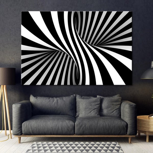 Contemporary Black & White Wall Art Illusion Art Abstract Wall Decor Contemporary Canvas Print Abstract Canvas Set Abstract Wall Art Framed