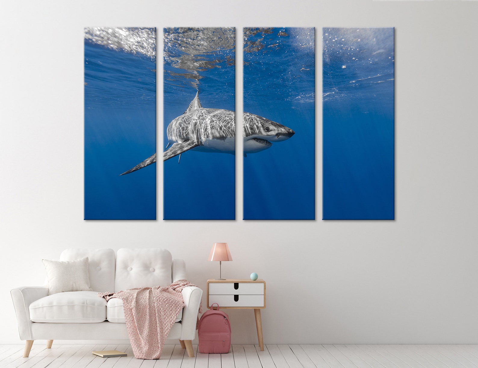 Shark Art Shark Canvas Shark Decor Shark Wall Decor Shark Wall Etsy