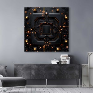 Electronics Chip Wall Decor, Huge Wall Art, Engineer Technology Gift, Large Canvas Print, Minimalist Home Art