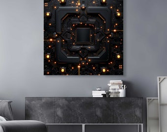 Electronics Chip Wall Decor, Huge Wall Art, Engineer Technology Gift, Large Canvas Print, Minimalist Home Art
