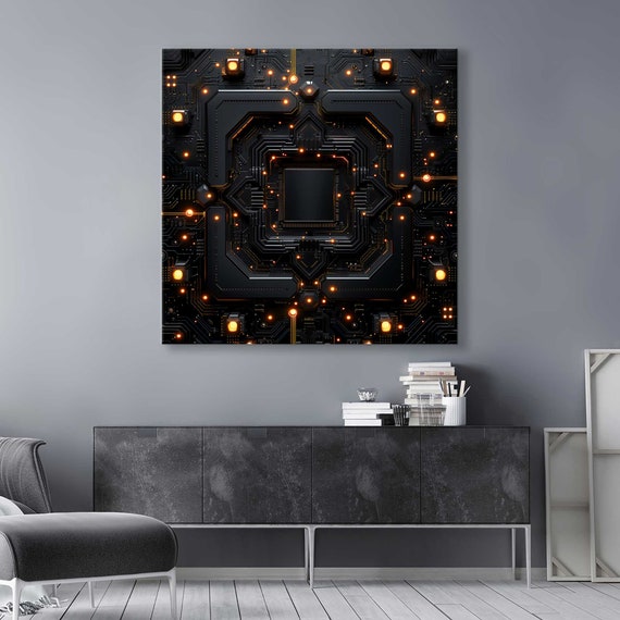 Electronics Chip Wall Decor, Huge Wall Art, Engineer Technology Gift, Large Canvas Print, Minimalist Home Art
