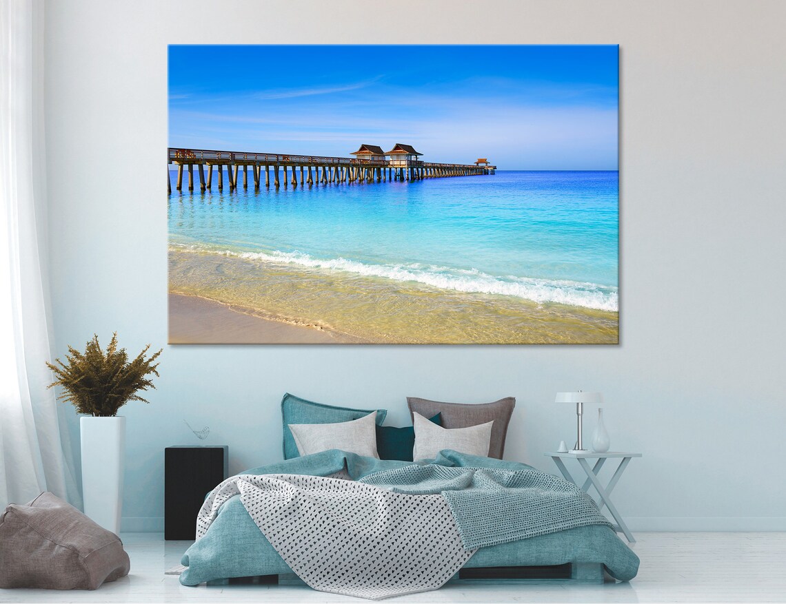 Naples Pier and Beach in Florida USA Extra Large Wall Art Etsy