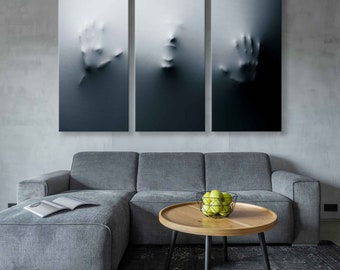 Screaming Man Silhouette Canvas Print - Modern Abstract Art for Gray Wall Decor
