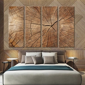 Wood Texture Wall Decor Wood Crack Abstract Canvas Print Modern Trendy Wall Art Luxury Abstract Printing Extra Large Wall Art Artwork Set 4 Panels