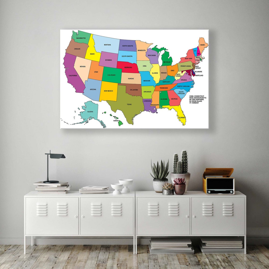 Interactive USA State Map Poster: A Simplified Tool to Easily Memorize ...