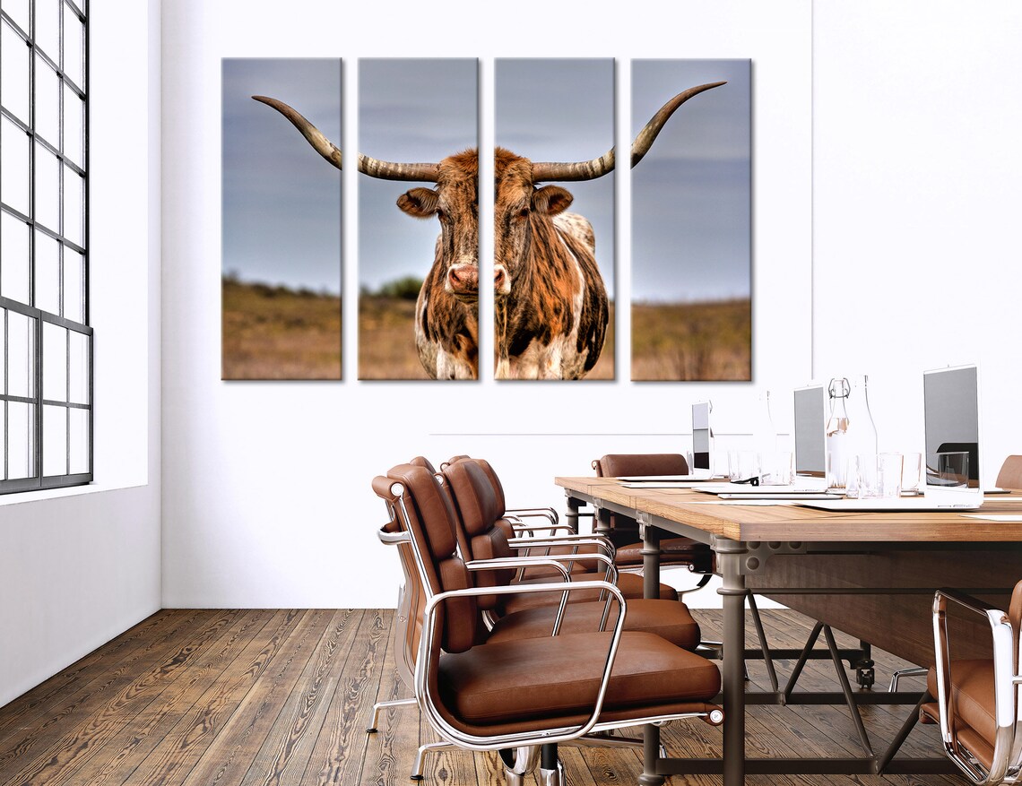 Texas Longhorn Wall Art Texas Longhorn Canvas Extra Large Etsy