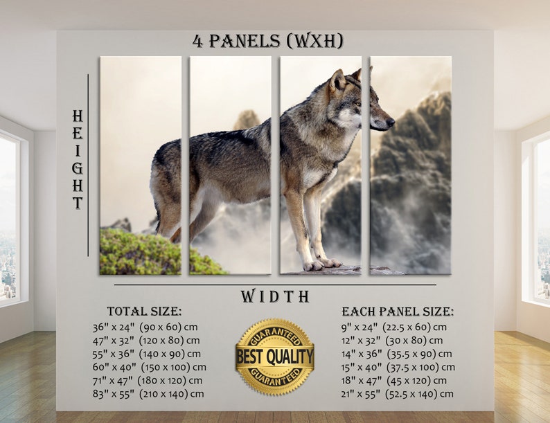 Wolf Wall Art Wolf Wall Decor Extra Large Wall Art Extra Large Wall Decor Large Canvas Art Large Canvas Decor Stretched Canvas Wall Art Set image 7