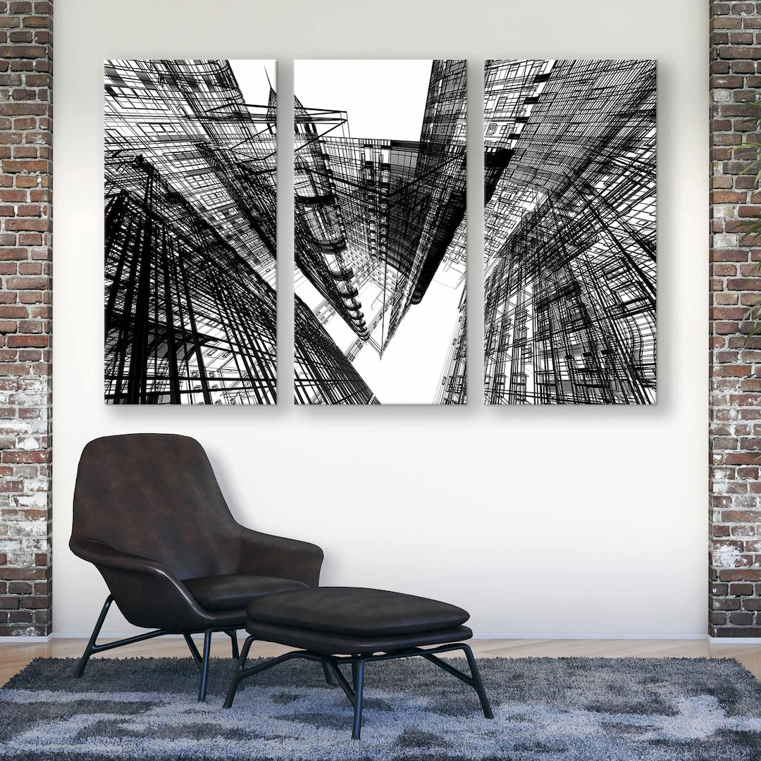 Abstract Buildings Wall Art Canvas Prints – Modern 3D Cityscape ...