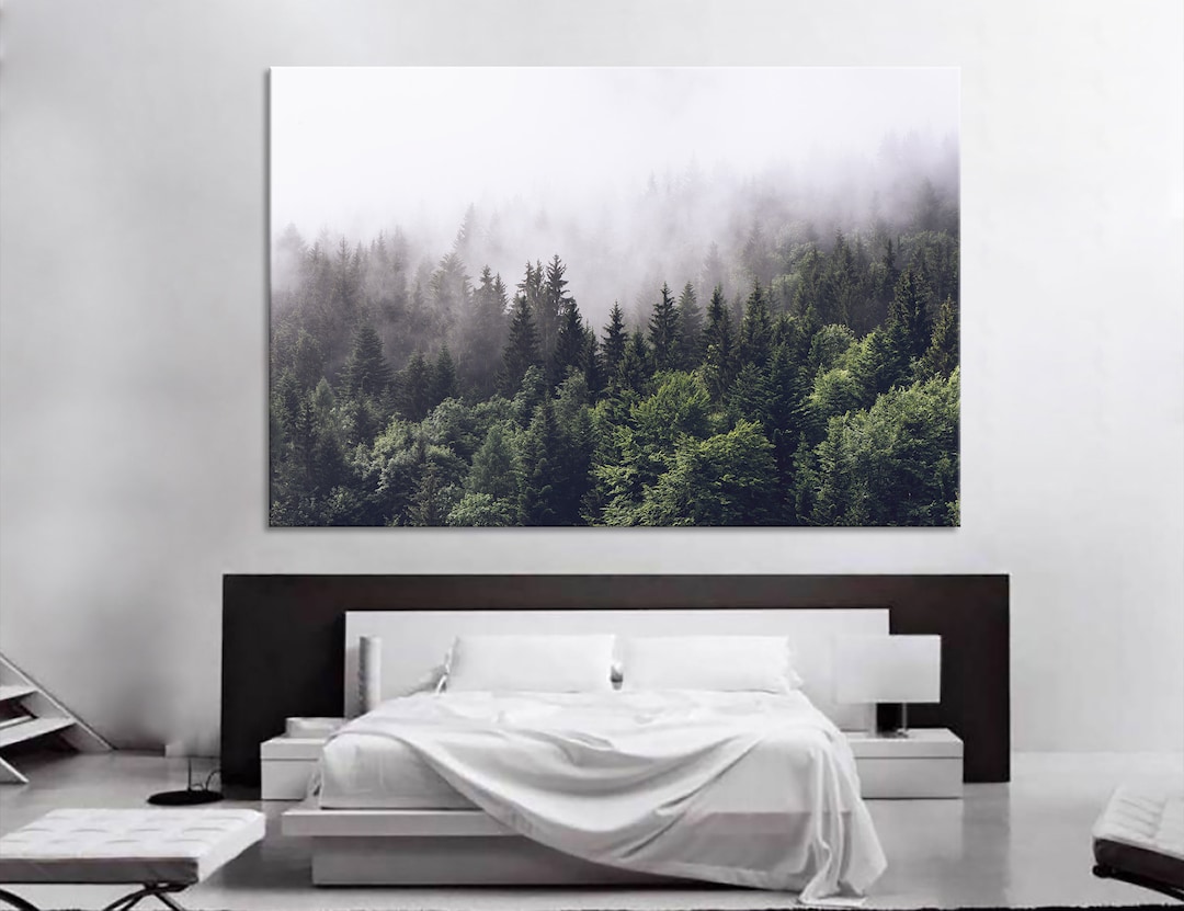 Morning Fog Over Mountains Wall Art Trees Nature Forest Wall Decor ...