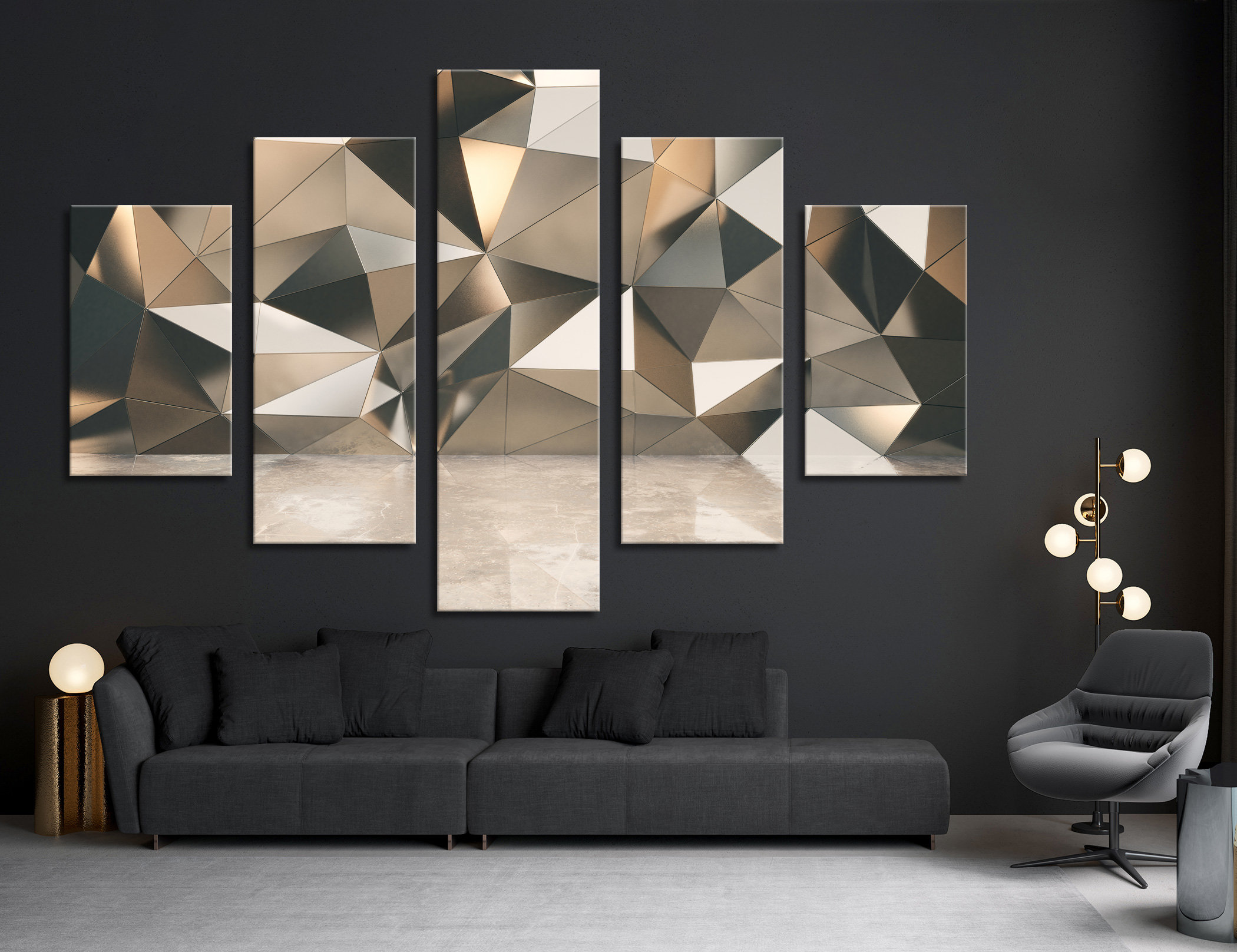 3D Wall Art Diamond Style for Living Room Large Wall Art Extra ...