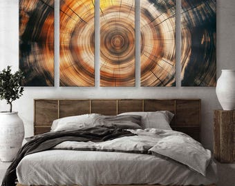 Baumring gerahmte Wandkunst, abstrakte bunte Baumring-Wanddekor, minimalistische Hauptleinwandkunst, moderne Bauernhaus-Leinwand