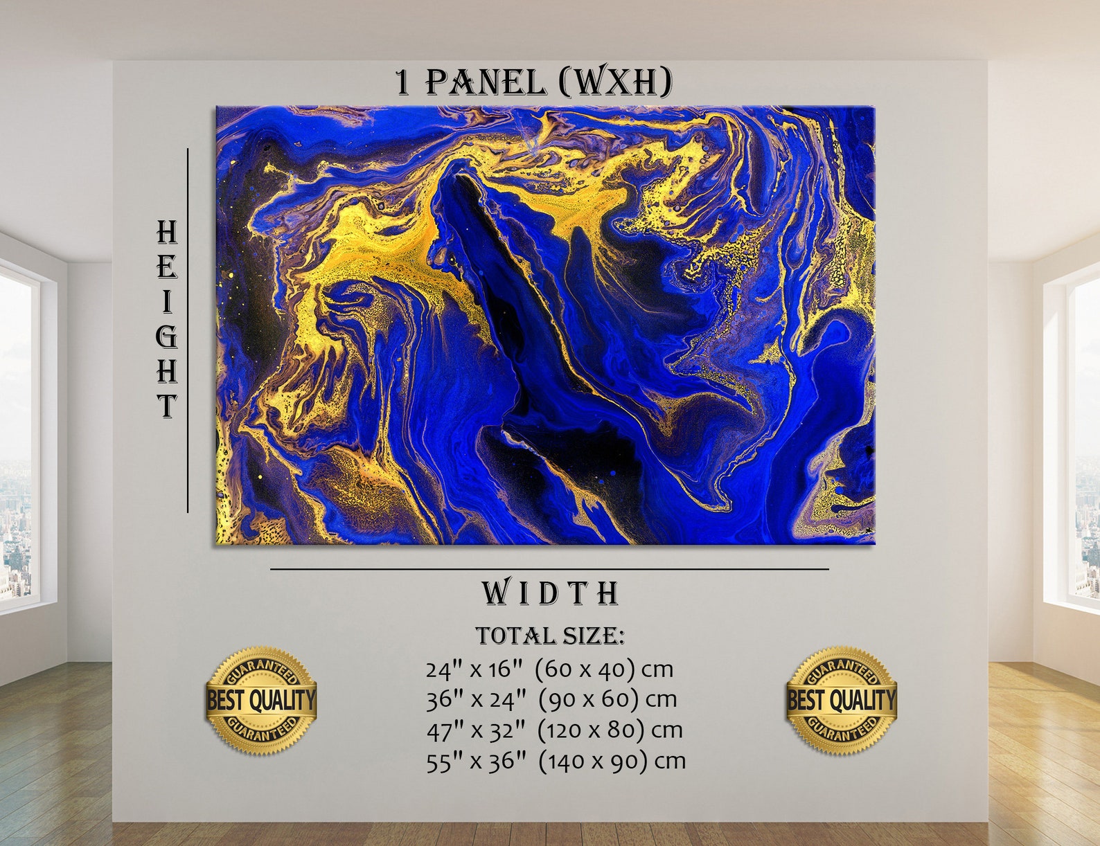 Blue and Yellow Wall Art Blue and Yellow Wall Decor Bedroom Etsy