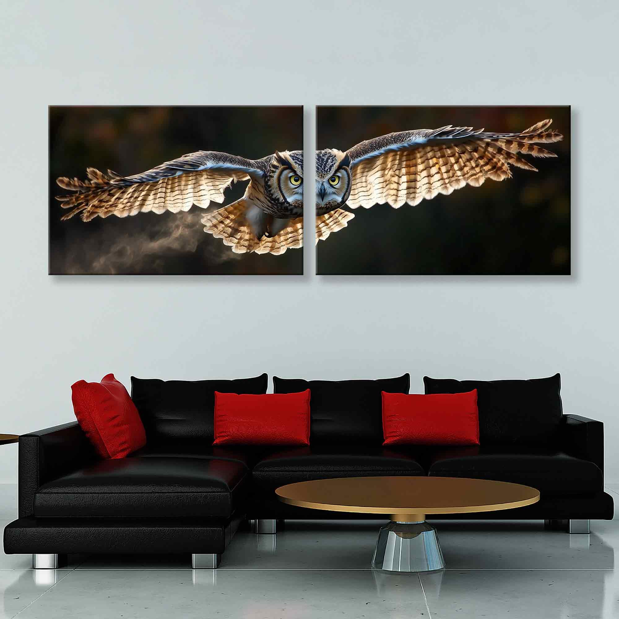 Owl Closeup Flying Canvas Print - Ornithology Wall Decor - Natural ...