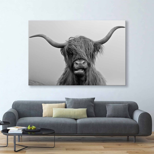 Majestic Grazing: Cow Wall Art - Captivating Large Canvas Print for Stunning Wall Decor