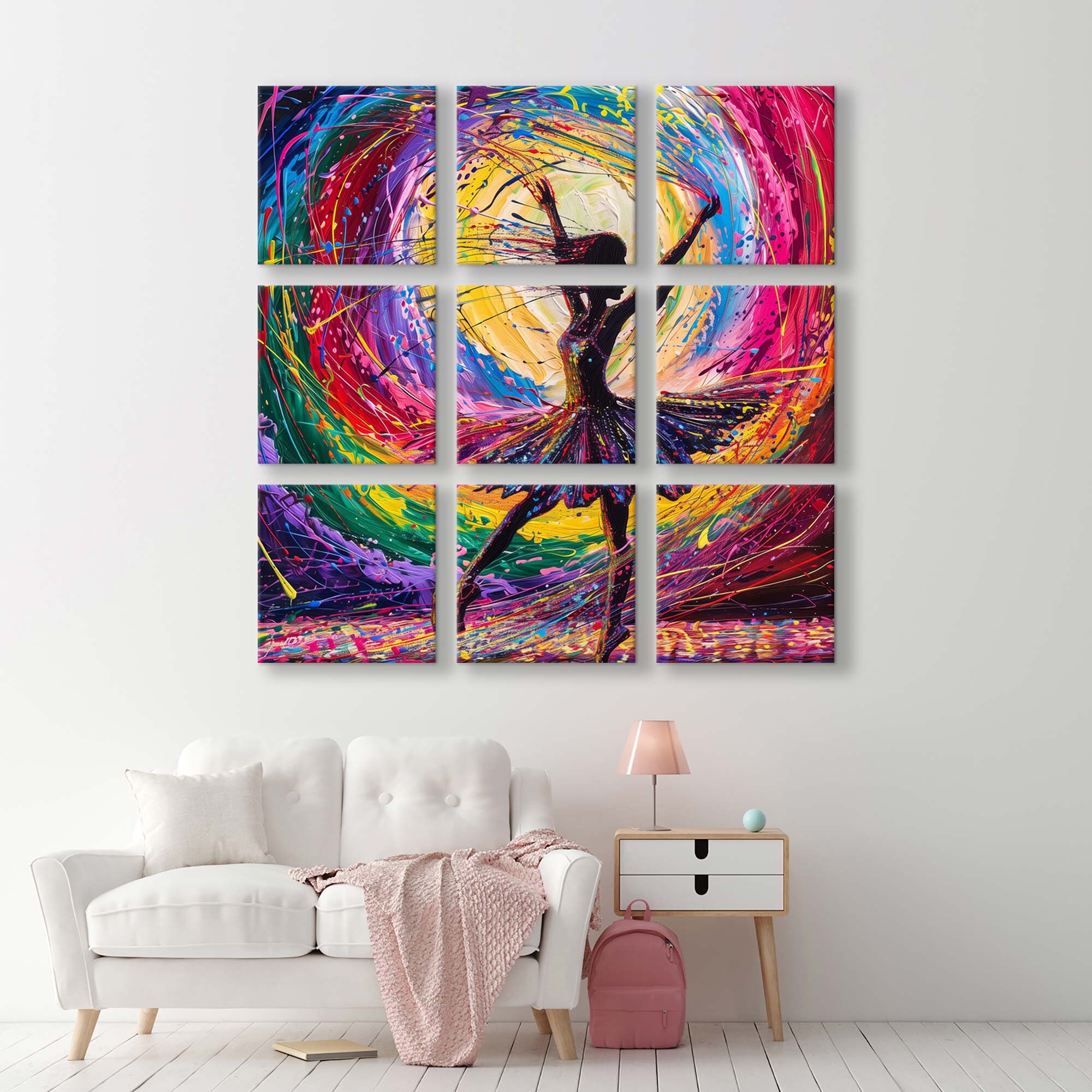 優雅な動き - カラフルな抽象的なバレリーナのキャンバスプリント