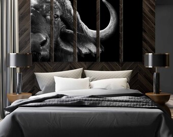 Majestuoso lienzo de búfalo africano para pared